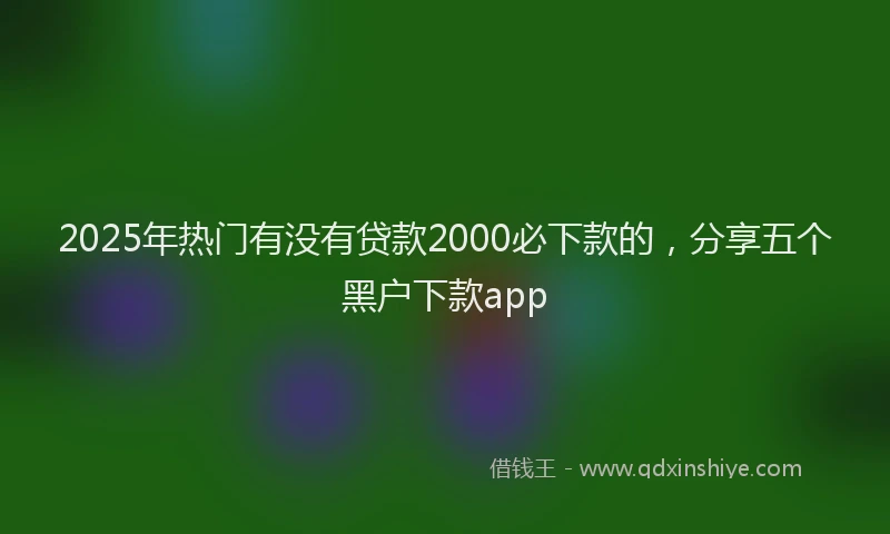 2025年热门有没有贷款2000必下款的，分享五个黑户下款app