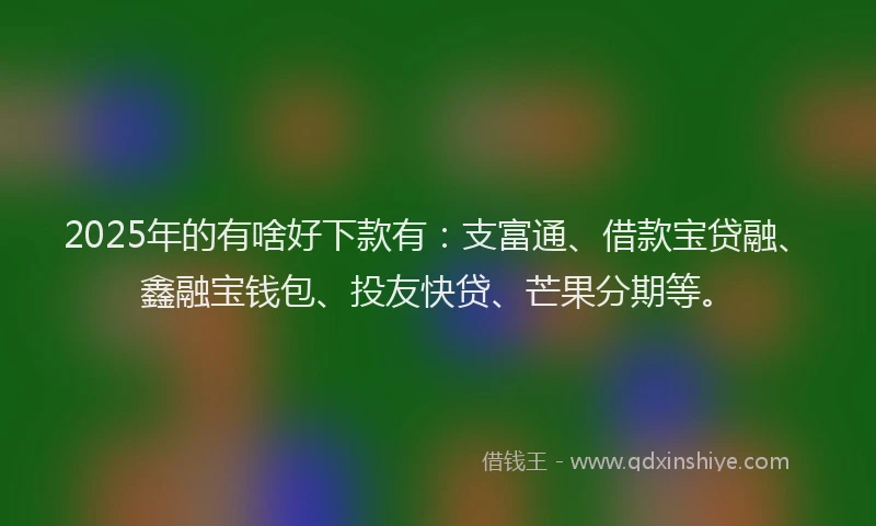 2025年的有啥好下款有：支富通、借款宝贷融、鑫融宝钱包、投友快贷、芒果分期等。