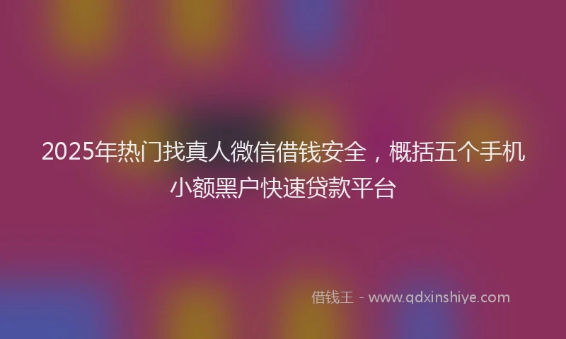 2025年热门找真人微信借钱安全，概括五个手机小额黑户快速贷款平台