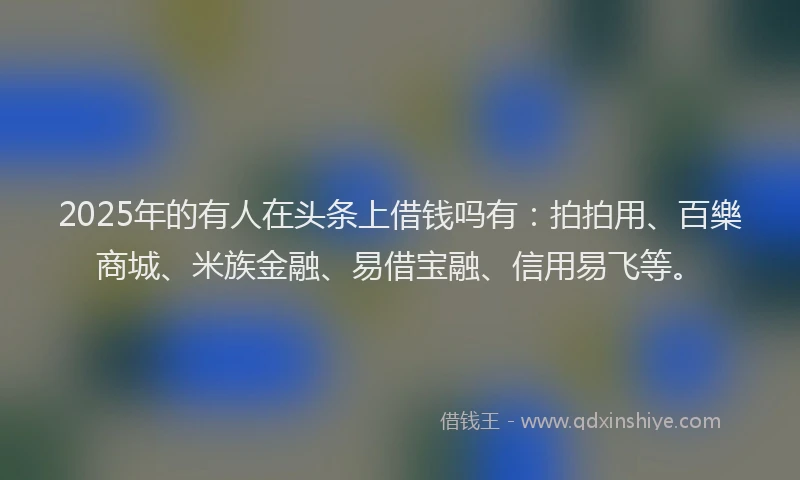 2025年的有人在头条上借钱吗有：拍拍用、百樂商城、米族金融、易借宝融、信用易飞等。