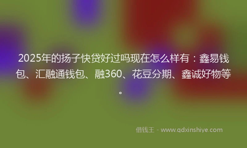 2025年的扬子快贷好过吗现在怎么样有：鑫易钱包、汇融通钱包、融360、花豆分期、鑫诚好物等。