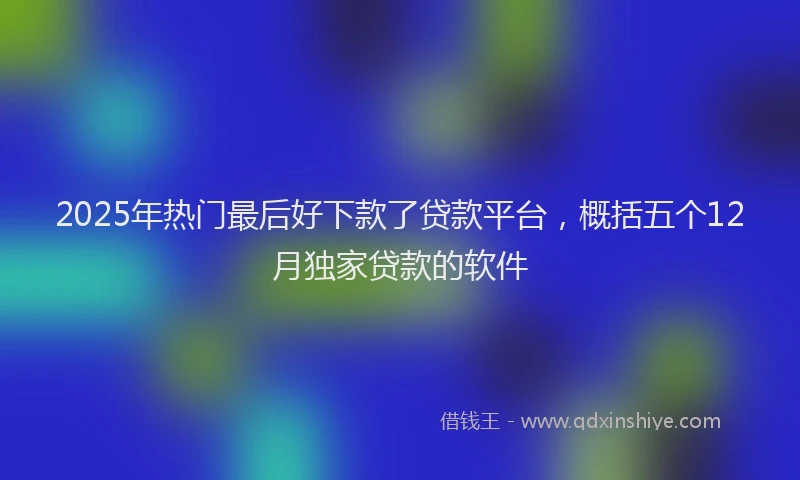 2025年热门最后好下款了贷款平台，概括五个12月独家贷款的软件