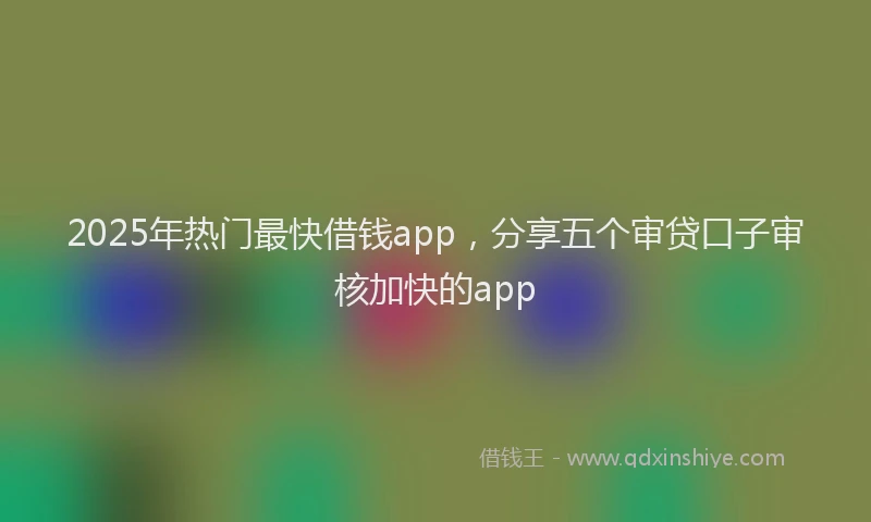 2025年热门最快借钱app，分享五个审贷口子审核加快的app