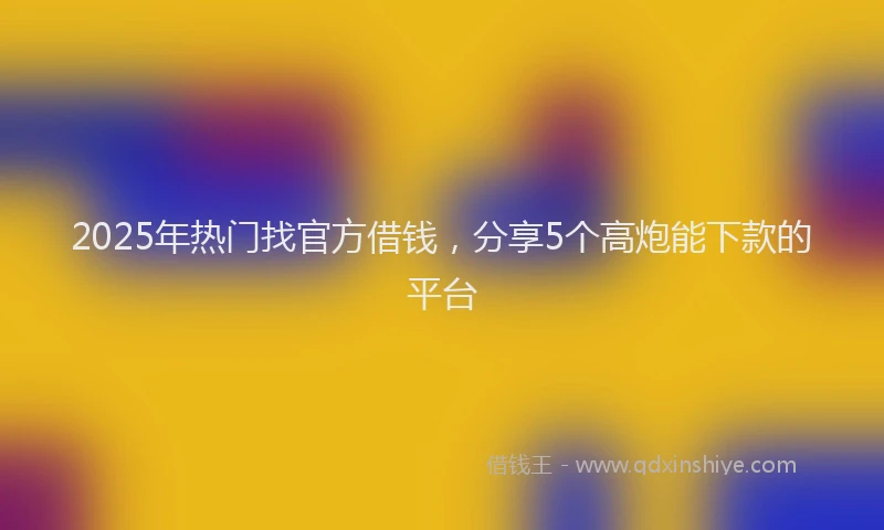 2025年热门找官方借钱，分享5个高炮能下款的平台