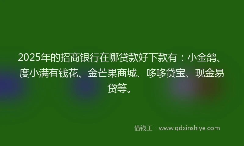 2025年的招商银行在哪贷款好下款有：小金鸽、度小满有钱花、金芒果商城、哆哆贷宝、现金易贷等。