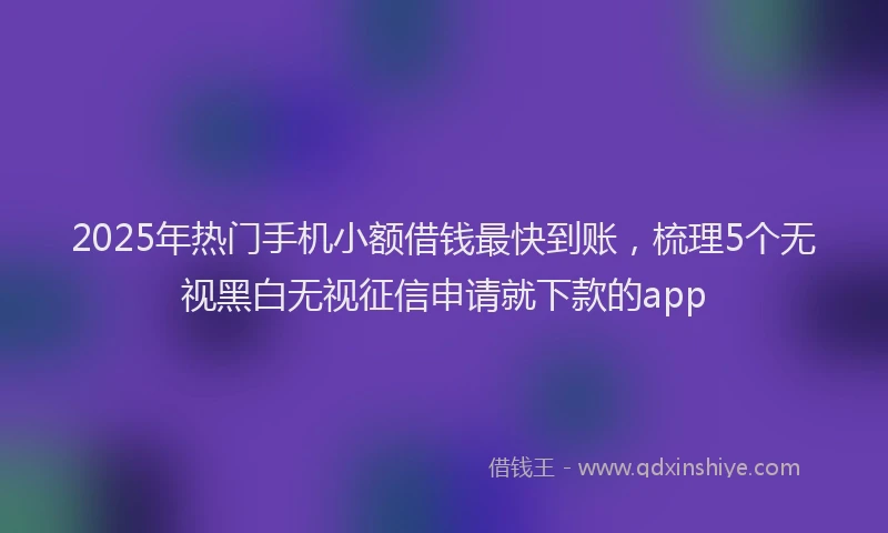 2025年热门手机小额借钱最快到账，梳理5个无视黑白无视征信申请就下款的app