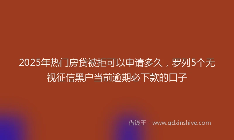 2025年热门房贷被拒可以申请多久，罗列5个无视征信黑户当前逾期必下款的口子
