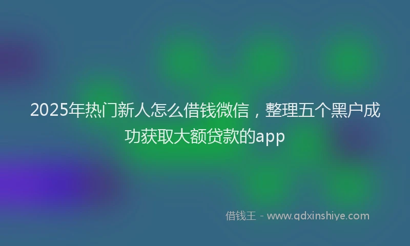 2025年热门新人怎么借钱微信，整理五个黑户成功获取大额贷款的app