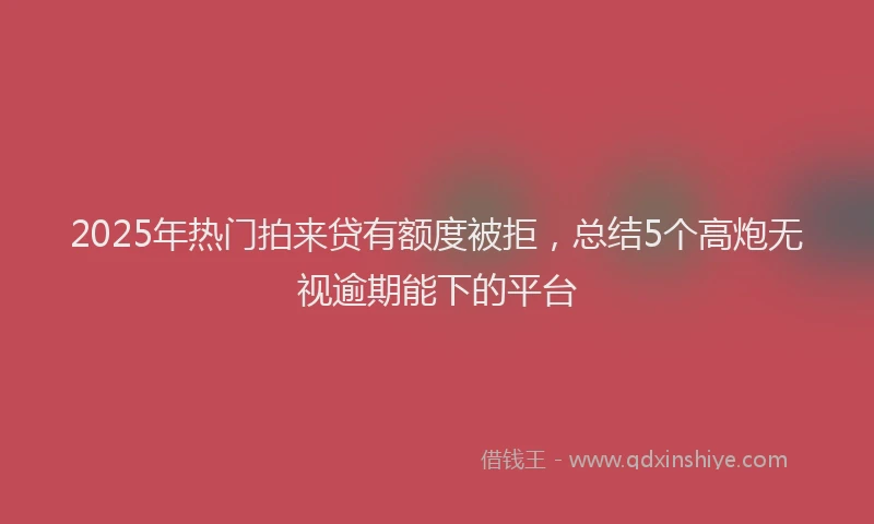 2025年热门拍来贷有额度被拒，总结5个高炮无视逾期能下的平台
