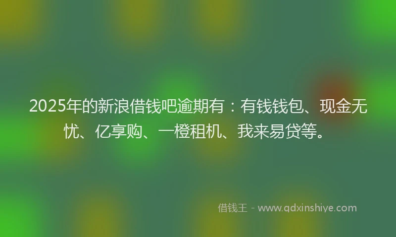 2025年的新浪借钱吧逾期有：有钱钱包、现金无忧、亿享购、一橙租机、我来易贷等。