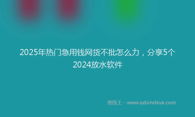 2025年热门急用钱网货不批怎么力，分享5个2024放水软件