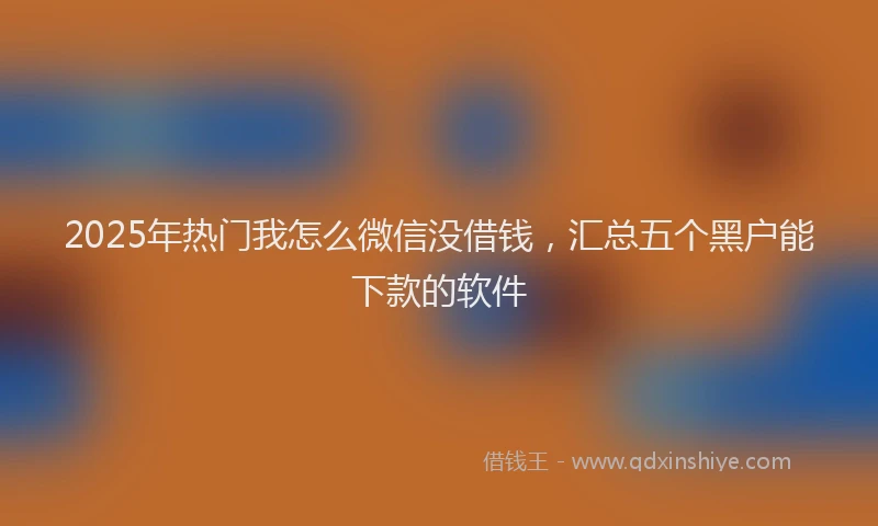 2025年热门我怎么微信没借钱，汇总五个黑户能下款的软件