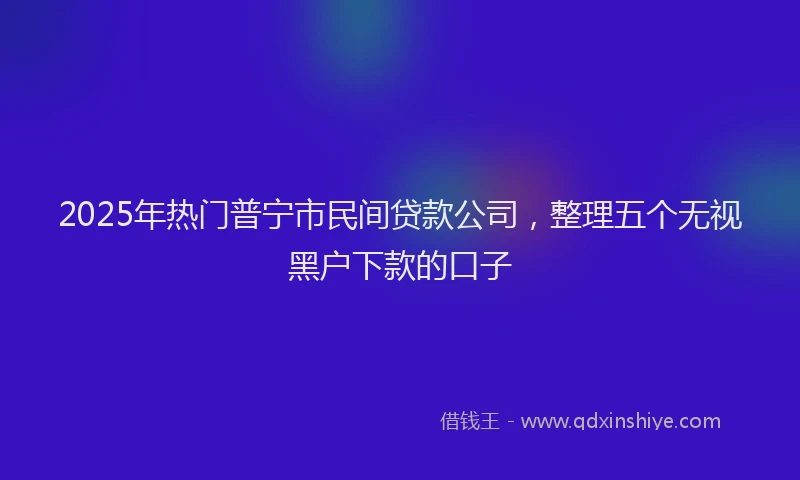 2025年热门普宁市民间贷款公司，整理五个无视黑户下款的口子
