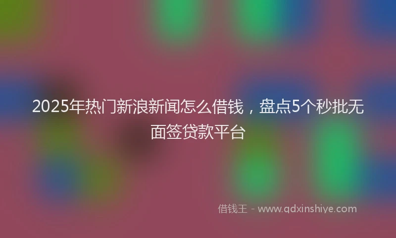 2025年热门新浪新闻怎么借钱，盘点5个秒批无面签贷款平台