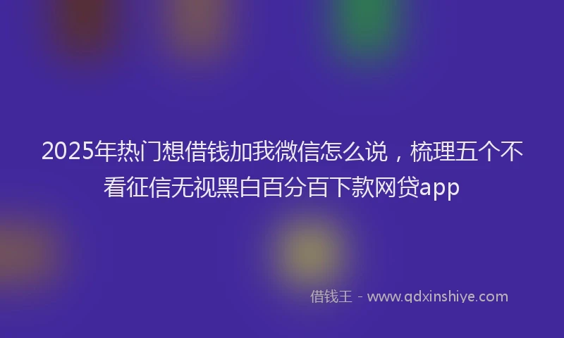 2025年热门想借钱加我微信怎么说，梳理五个不看征信无视黑白百分百下款网贷app