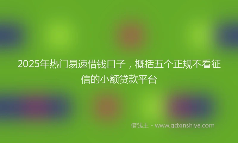 2025年热门易速借钱口子，概括五个正规不看征信的小额贷款平台