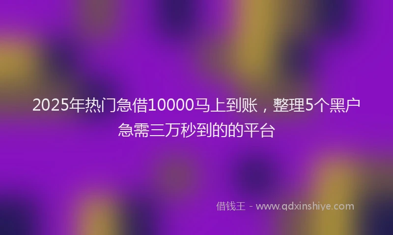 2025年热门急借10000马上到账，整理5个黑户急需三万秒到的的平台
