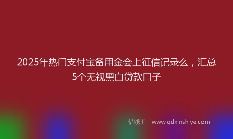 2025年热门支付宝备用金会上征信记录么，汇总5个无视黑白贷款口子