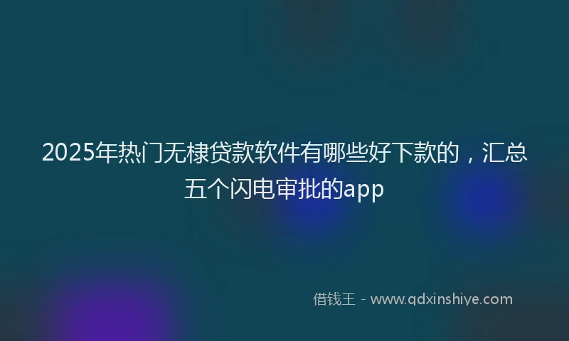 2025年热门无棣贷款软件有哪些好下款的，汇总五个闪电审批的app