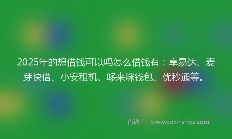 2025年的想借钱可以吗怎么借钱有：享易达、麦芽快借、小安租机、哆来咪钱包、优秒通等。