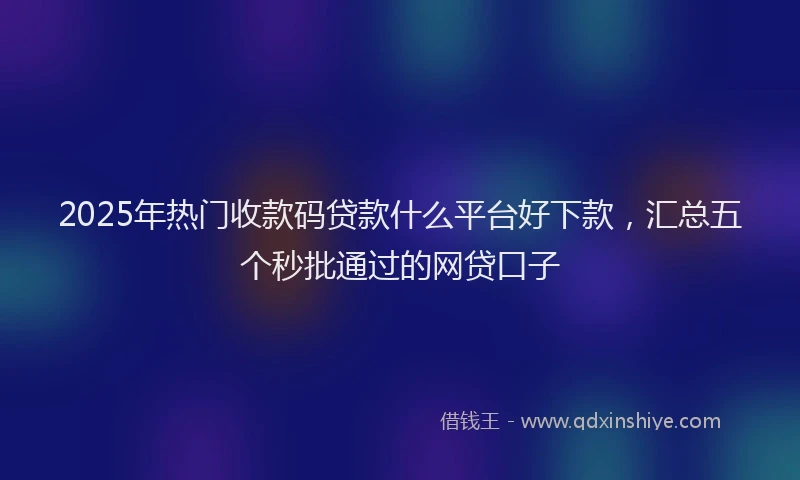 2025年热门收款码贷款什么平台好下款，汇总五个秒批通过的网贷口子