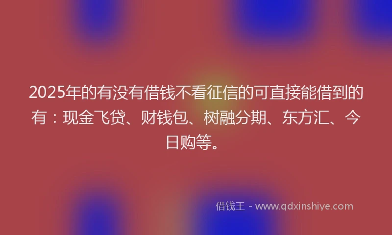 2025年的有没有借钱不看征信的可直接能借到的有：现金飞贷、财钱包、树融分期、东方汇、今日购等。