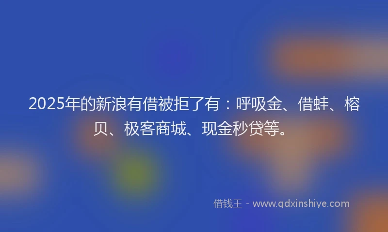 2025年的新浪有借被拒了有：呼吸金、借蛙、榕贝、极客商城、现金秒贷等。