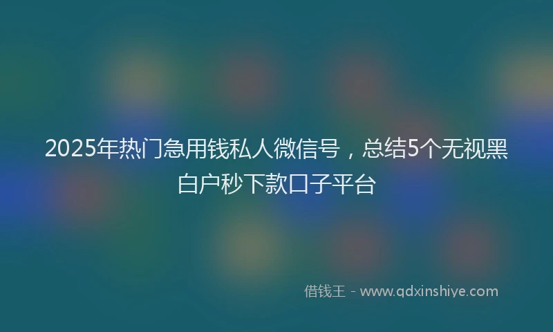 2025年热门急用钱私人微信号，总结5个无视黑白户秒下款口子平台