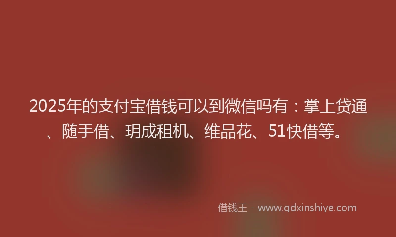 2025年的支付宝借钱可以到微信吗有：掌上贷通、随手借、玥成租机、维品花、51快借等。