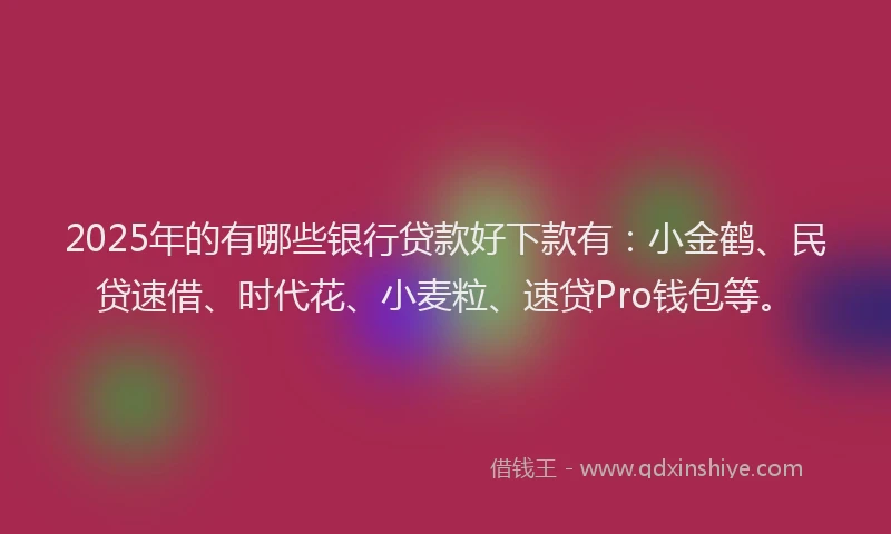 2025年的有哪些银行贷款好下款有：小金鹤、民贷速借、时代花、小麦粒、速贷Pro钱包等。