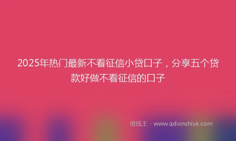 2025年热门最新不看征信小贷口子，分享五个贷款好做不看征信的口子
