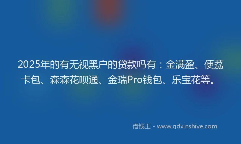 2025年的有无视黑户的贷款吗有：金满盈、便荔卡包、森森花呗通、金瑞Pro钱包、乐宝花等。