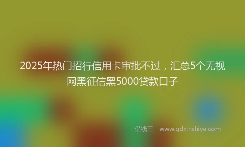 2025年热门招行信用卡审批不过，汇总5个无视网黑征信黑5000贷款口子