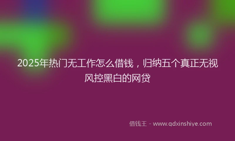 2025年热门无工作怎么借钱，归纳五个真正无视风控黑白的网贷