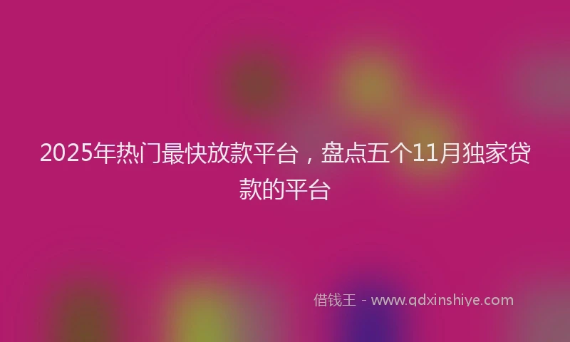2025年热门最快放款平台，盘点五个11月独家贷款的平台
