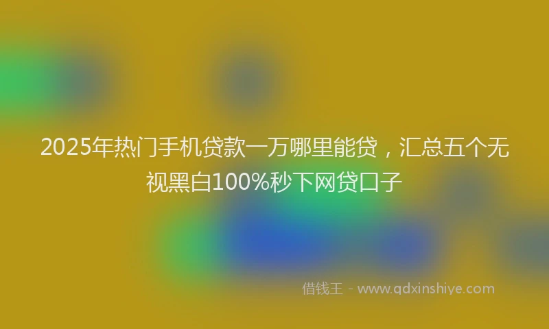 2025年热门手机贷款一万哪里能贷，汇总五个无视黑白100%秒下网贷口子