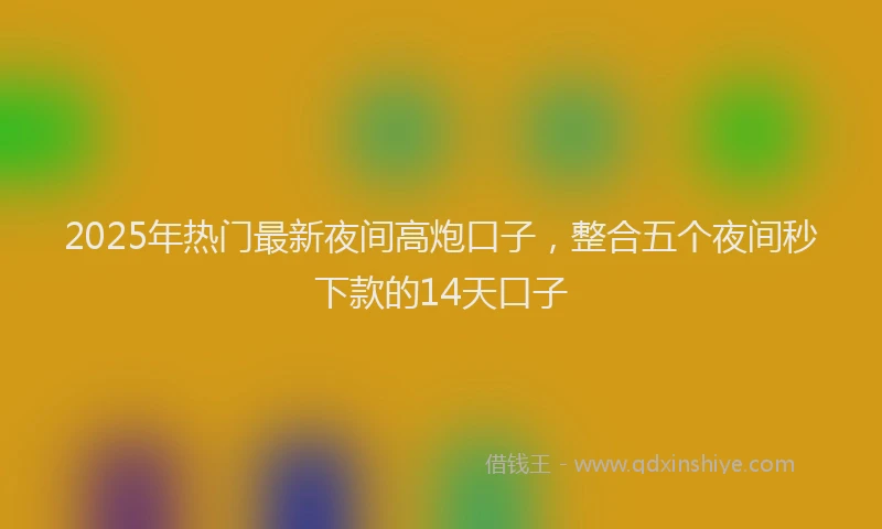 2025年热门最新夜间高炮口子，整合五个夜间秒下款的14天口子