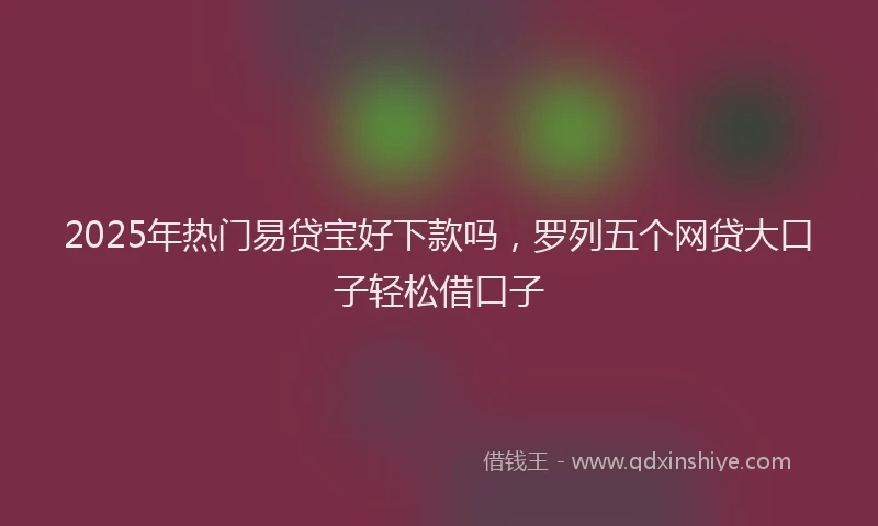 2025年热门易贷宝好下款吗，罗列五个网贷大口子轻松借口子