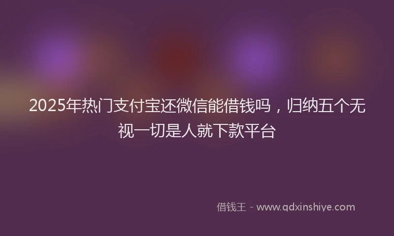 2025年热门支付宝还微信能借钱吗，归纳五个无视一切是人就下款平台