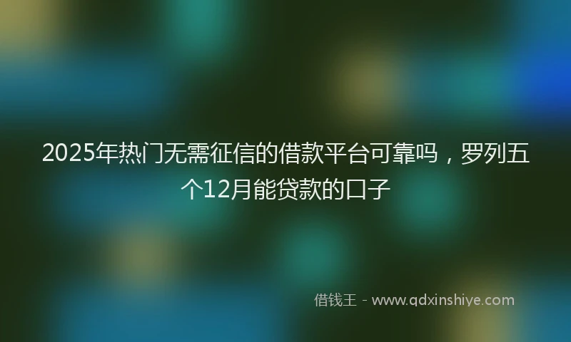 2025年热门无需征信的借款平台可靠吗，罗列五个12月能贷款的口子