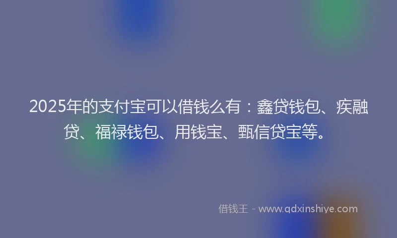 2025年的支付宝可以借钱么有：鑫贷钱包、疾融贷、福禄钱包、用钱宝、甄信贷宝等。