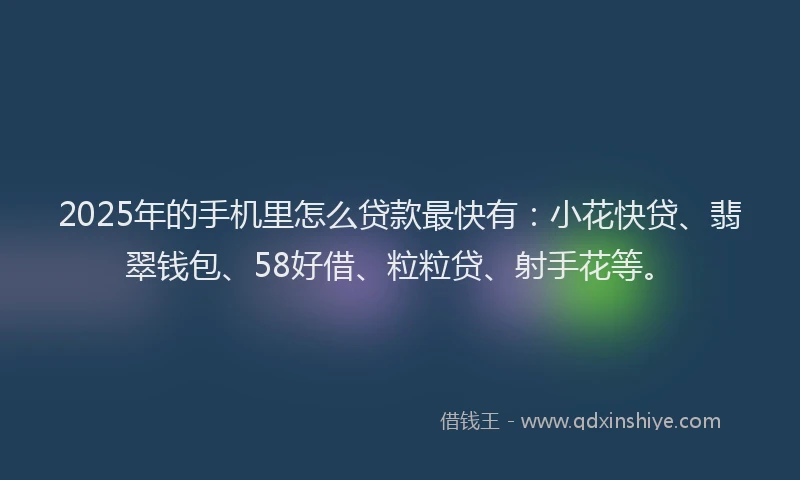 2025年的手机里怎么贷款最快有：小花快贷、翡翠钱包、58好借、粒粒贷、射手花等。