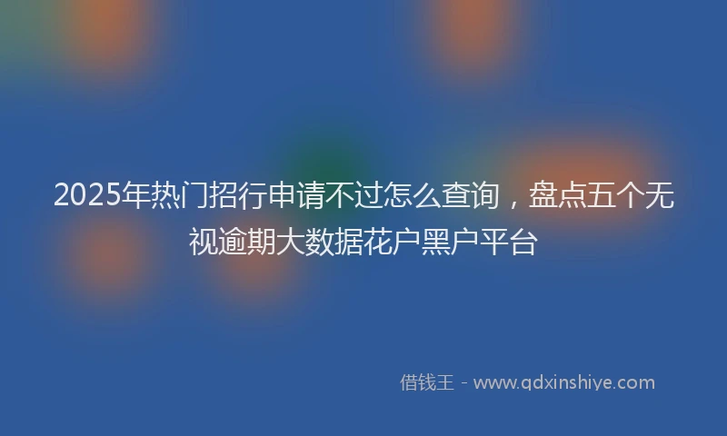 2025年热门招行申请不过怎么查询，盘点五个无视逾期大数据花户黑户平台