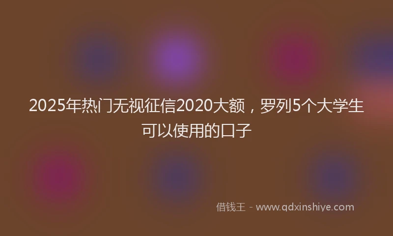 2025年热门无视征信2020大额，罗列5个大学生可以使用的口子