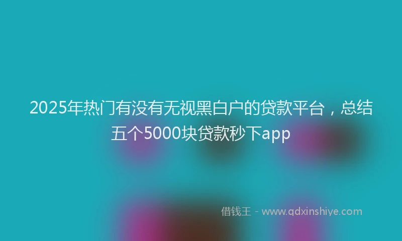 2025年热门有没有无视黑白户的贷款平台，总结五个5000块贷款秒下app
