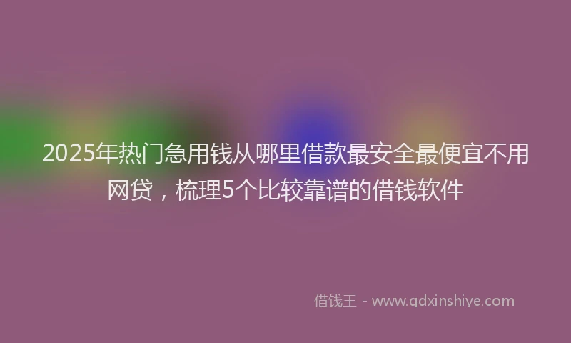2025年热门急用钱从哪里借款最安全最便宜不用网贷，梳理5个比较靠谱的借钱软件
