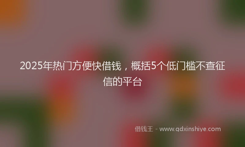 2025年热门方便快借钱，概括5个低门槛不查征信的平台