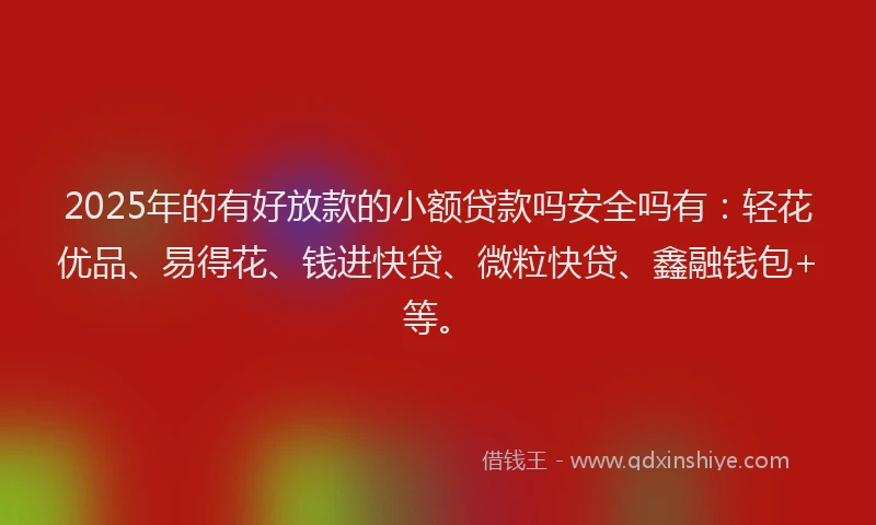 2025年的有好放款的小额贷款吗安全吗有：轻花优品、易得花、钱进快贷、微粒快贷、鑫融钱包+等。