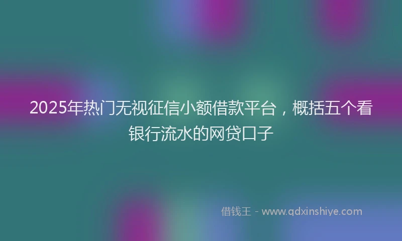 2025年热门无视征信小额借款平台，概括五个看银行流水的网贷口子