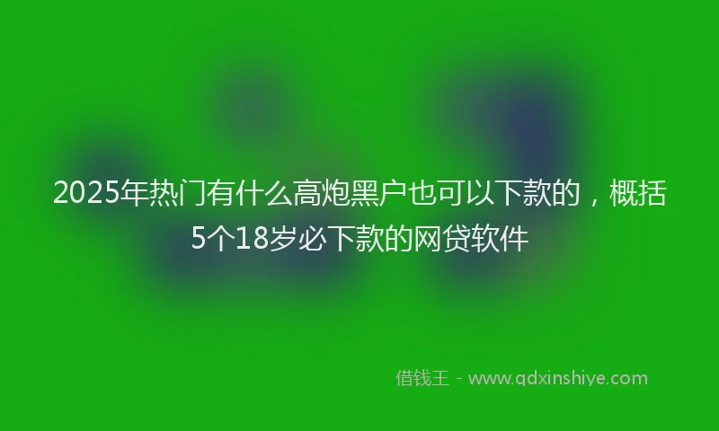 2025年热门有什么高炮黑户也可以下款的，概括5个18岁必下款的网贷软件